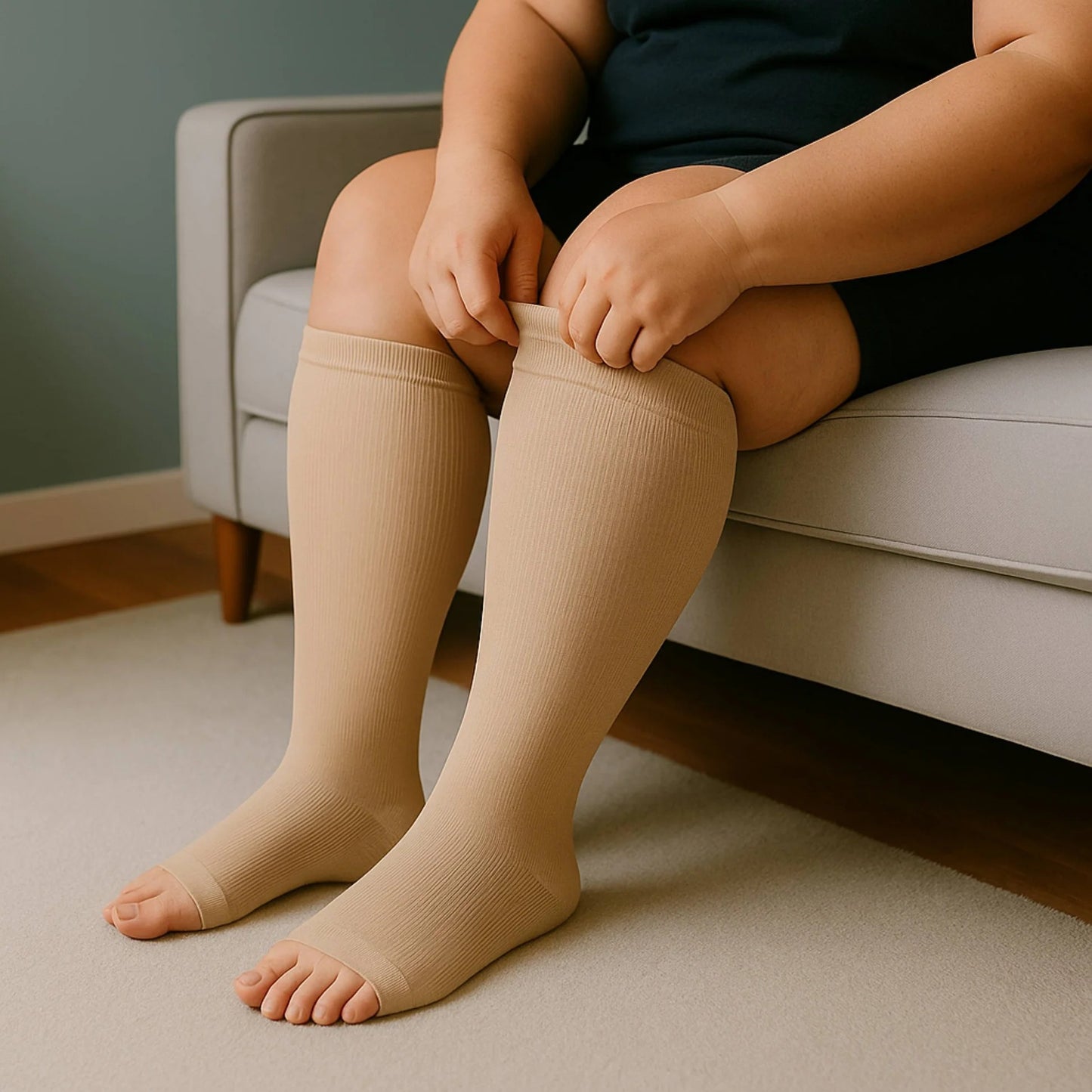 Mevera - kompressionsstrümpfe-offen (Schwarz)