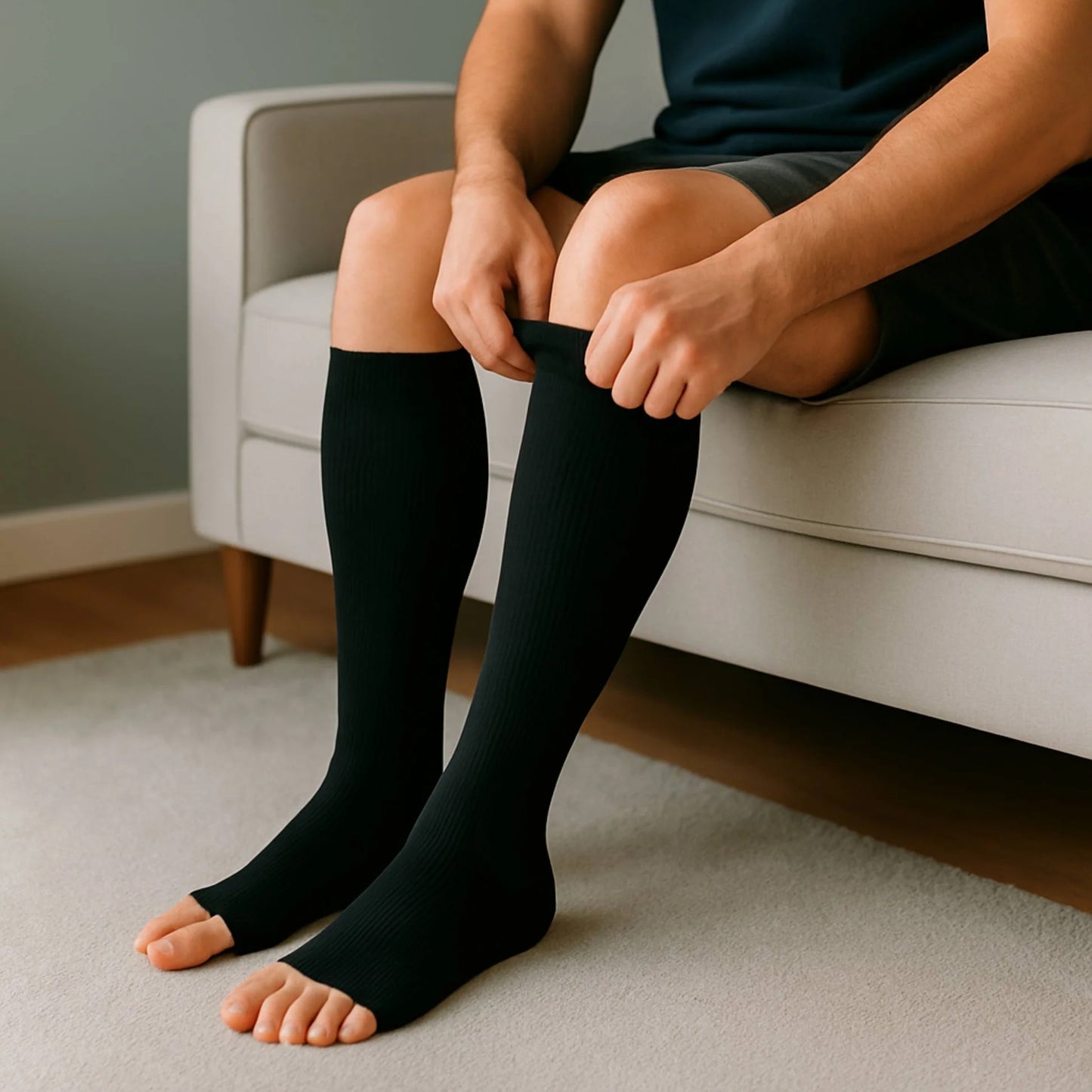 Mevera - kompressionsstrümpfe-offen (Schwarz)